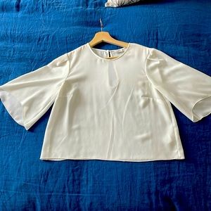 ARITZIA WILFRED S white 3/4 sleeve cropped blouse, NSPF home like new worn once